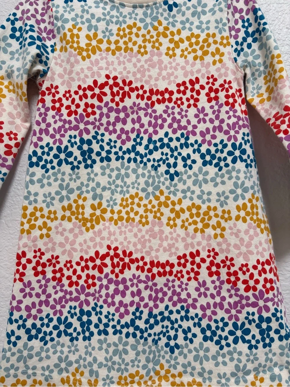 Hanna Andersson Toddler Tunic Dress Long Sleeve “Floral Rainbow on Ecru” 3T